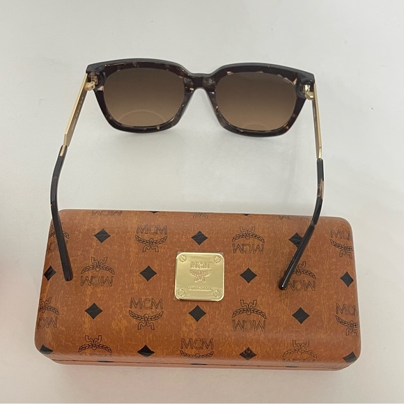 MCM 55mm Brown Modified Rectangle Sunglasses - Authentic -New W/Case & Cloth - Picture 10 of 16